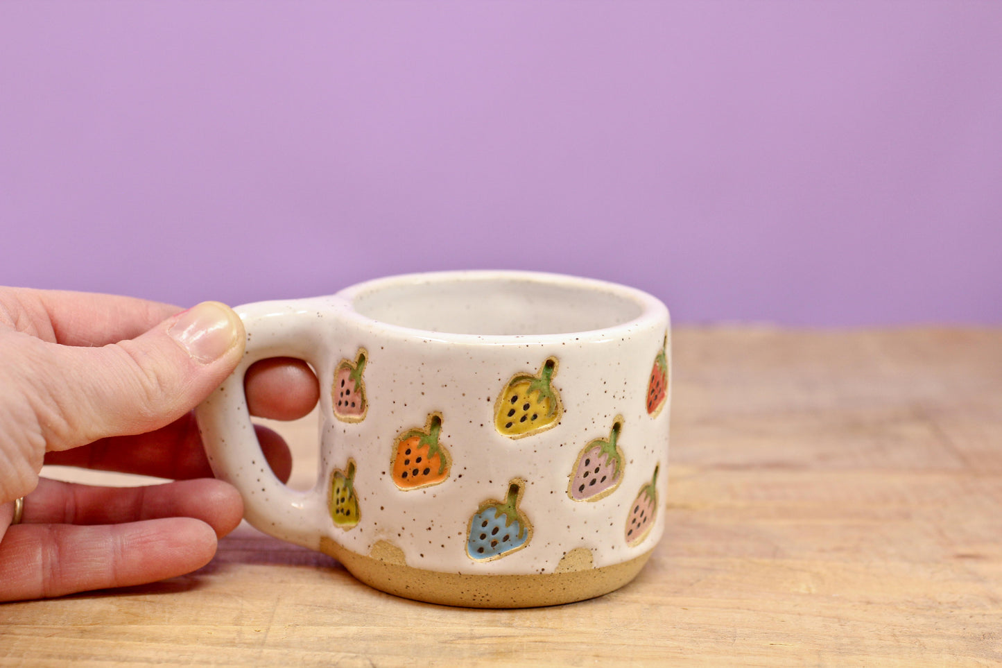 Strawberry Stamped MINI Mug Rainbow #57- (5.5 oz.)