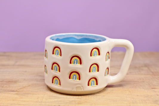 Rainbow Stamped Mug-Blue #87- (10 oz.)