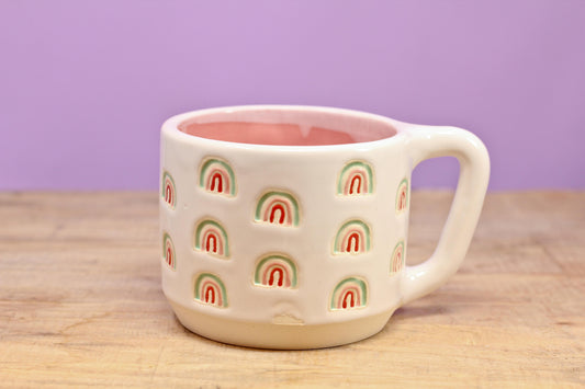 Rainbow Stamped Mug-Pink #89- (13 oz.)