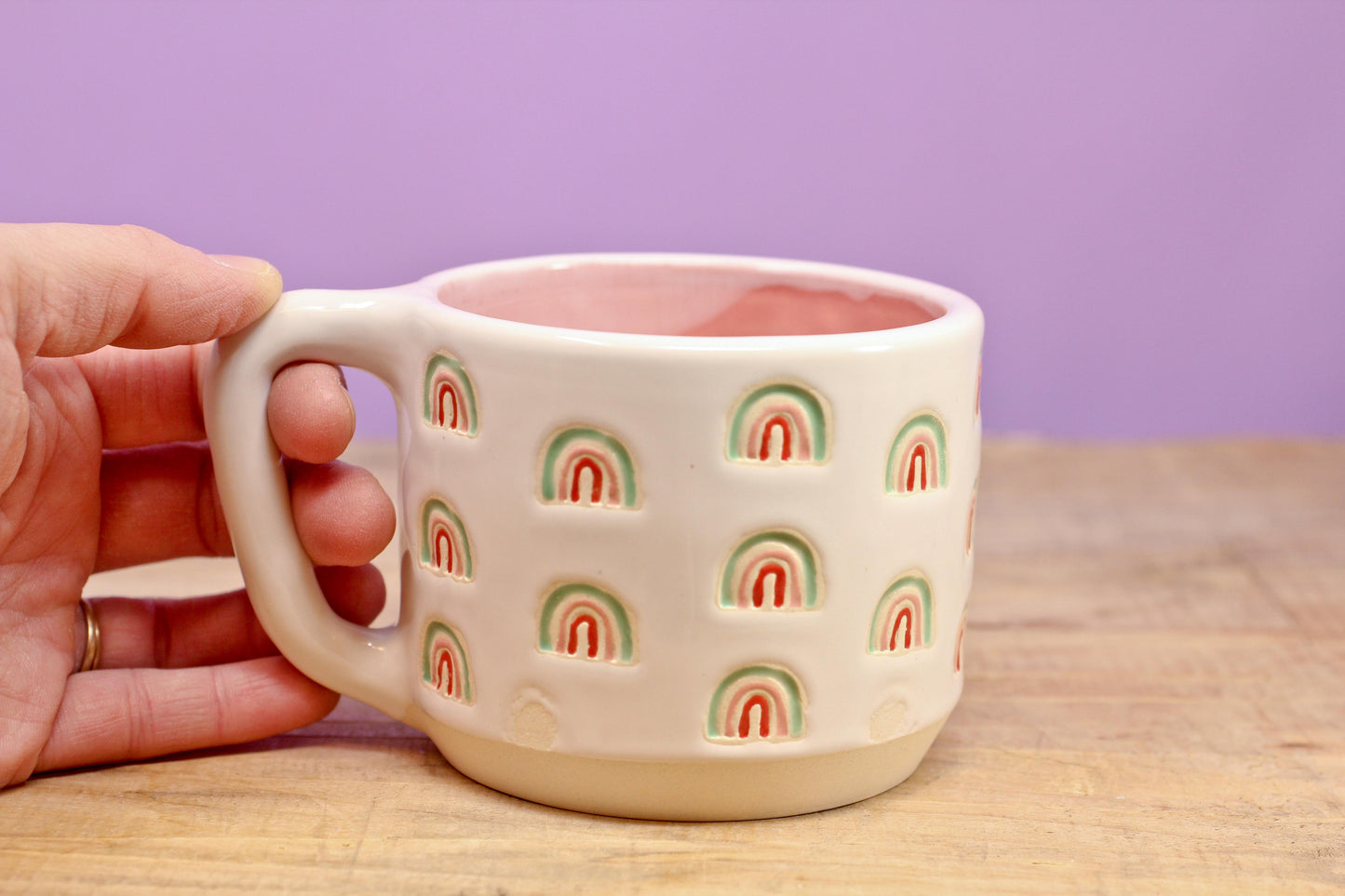 Rainbow Stamped Mug-Pink #89- (13 oz.)