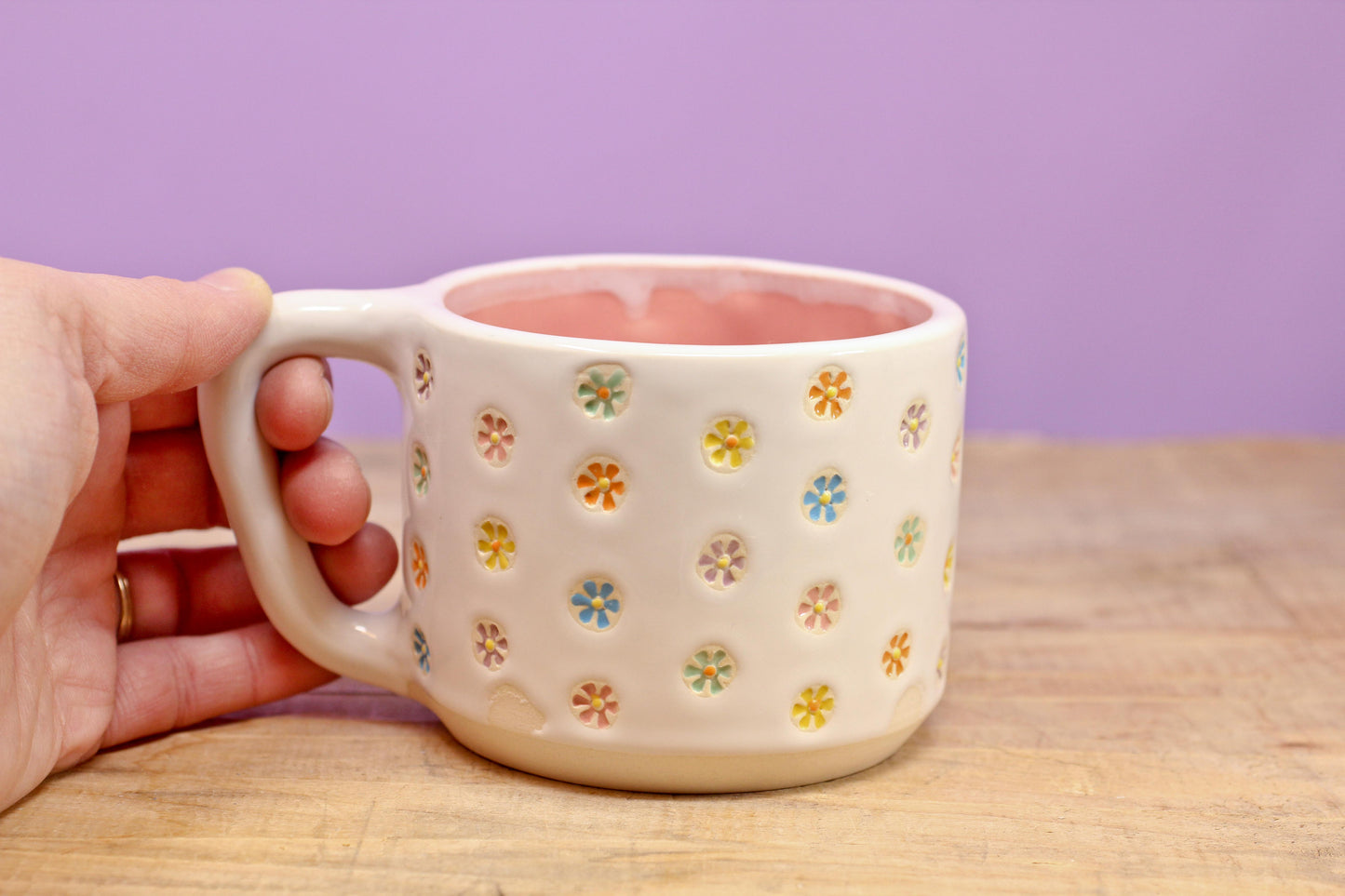 "Tiny Flower" Mug-Pink #96- (11.5 oz.)