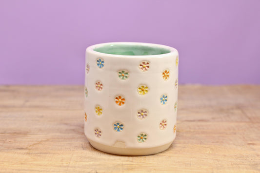 "Tiny Flower" Tumbler-Turqu. #99- (8.5 oz.)