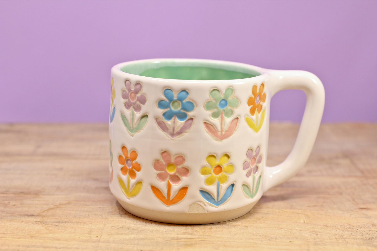 Stemmed Flower Mug-Turqu #106- (14 oz.)