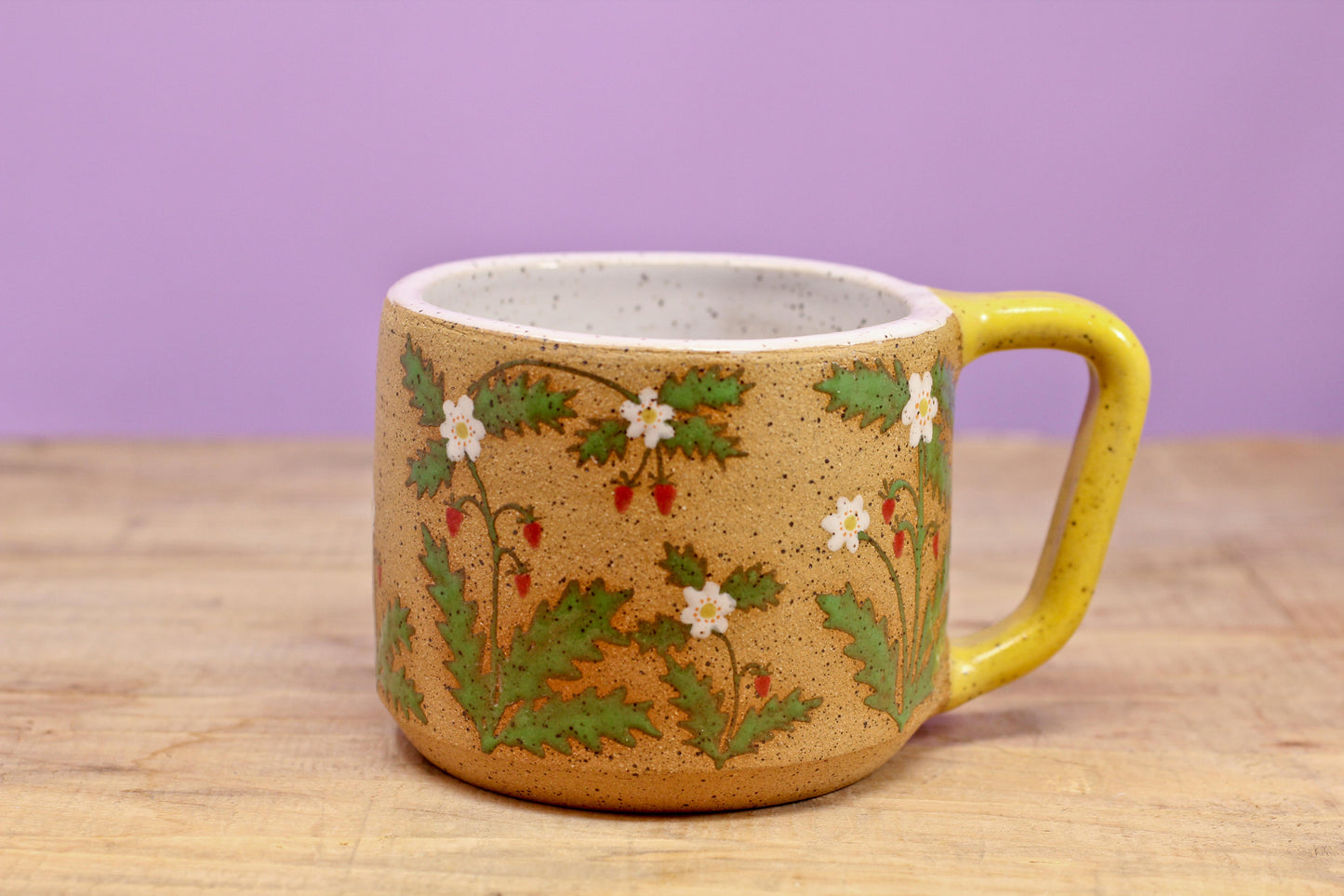 Wildflower Strawberry Mug -Yellow #113- (13 oz.)