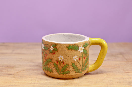 Wildflower Strawberry MINI Mug -Yellow #114-(7 oz.)