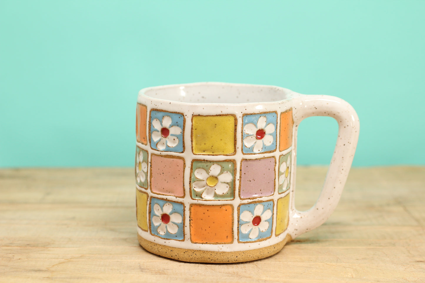 Flower Block Mug #164- (13 oz.)