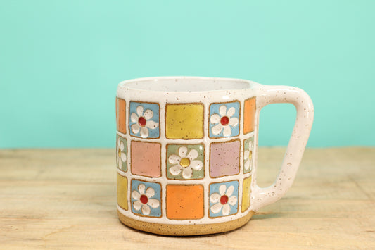 Flower Block Mug #165- (12.5 oz.)