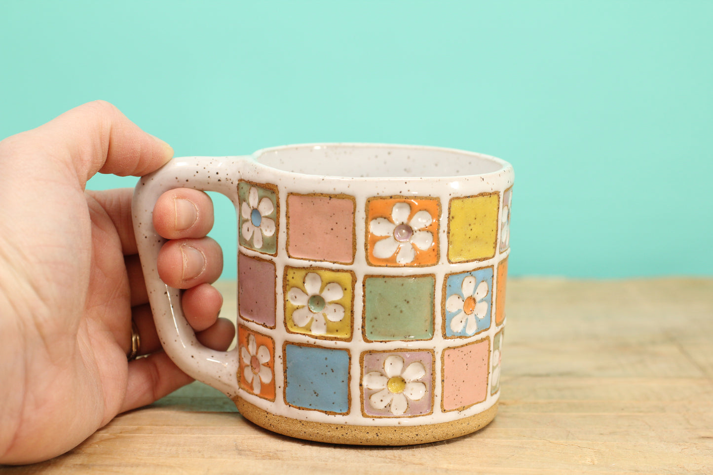 Flower Block Mug #167- (12.5 oz.)