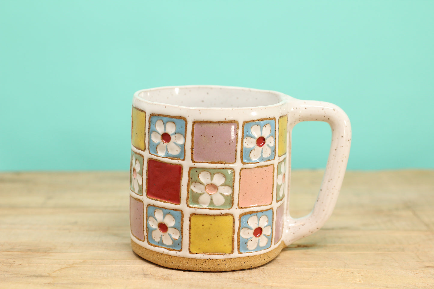 Flower Block Mug #168- (13 oz.)