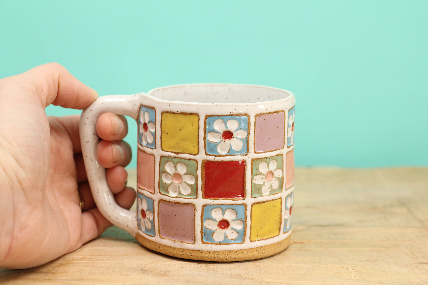 Flower Block Mug #168- (13 oz.)