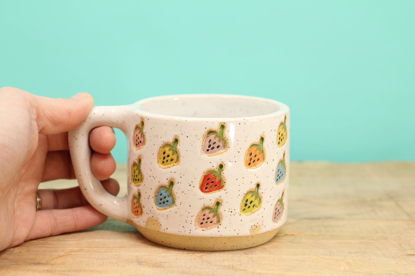 Strawberry Stamped Mug Rainbow #176- (10.5 oz.)