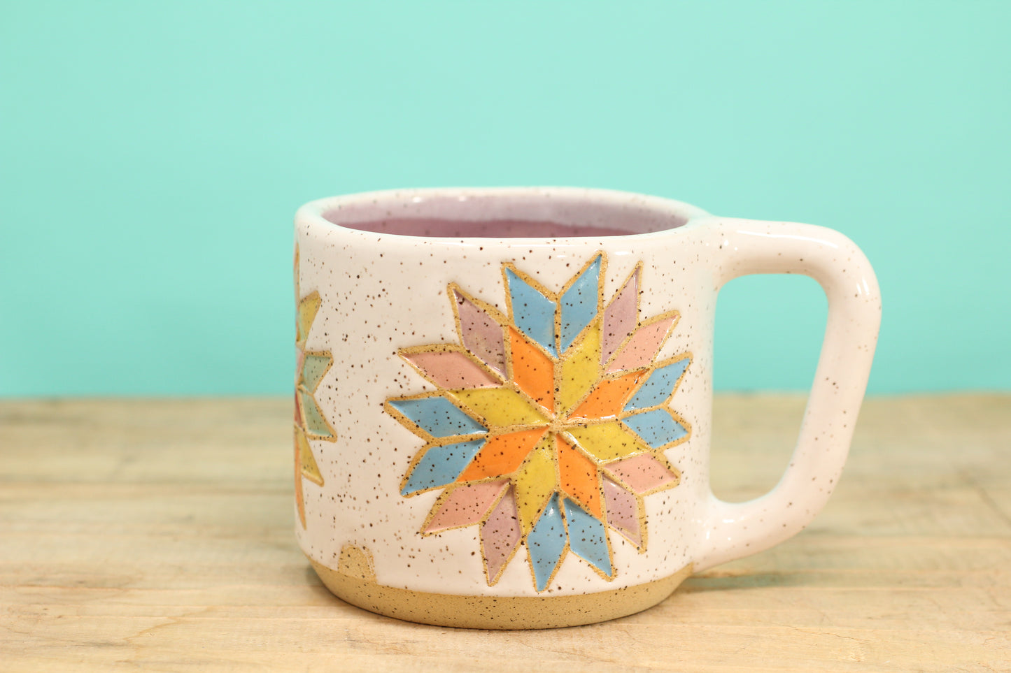 Star Block Quilt Mug-Purple #183- (14 oz.)