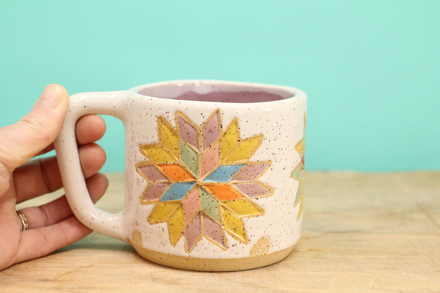 Star Block Quilt Mug-Purple #183- (14 oz.)