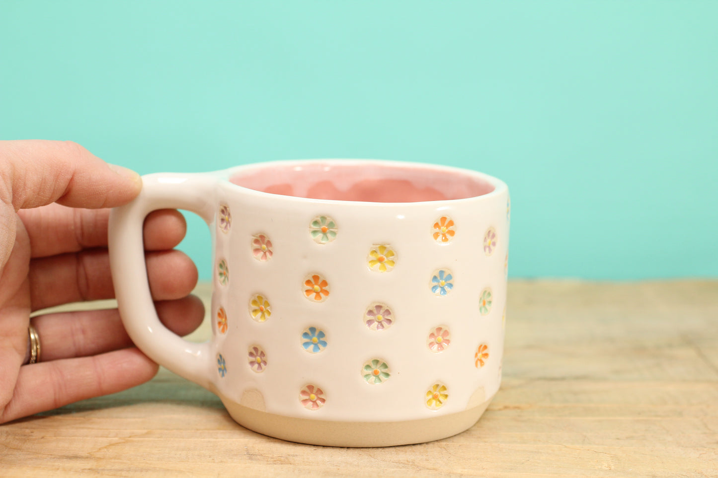 "Tiny Flower" Mug-Pink #186- (12.5 oz.)