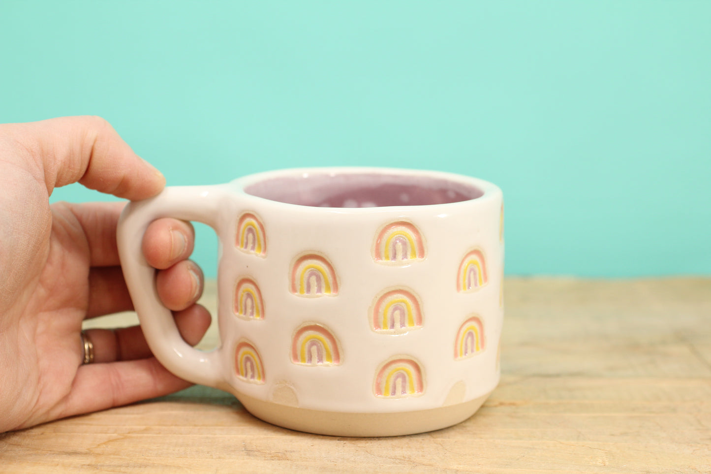 Rainbow Stamped Mug-Purple #187- (11.5 oz.)