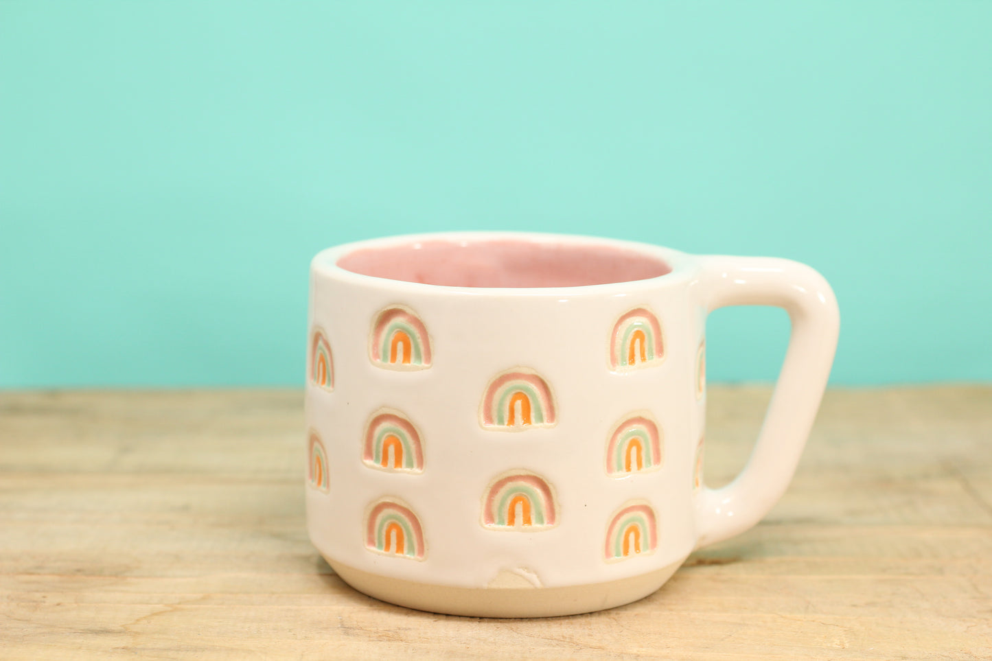 Rainbow Stamped Mug-Pink #188- (11 oz.)