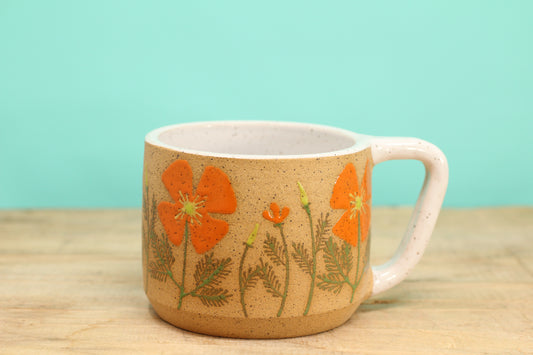 Wildflower California Poppy Mug #197- (14 oz.)